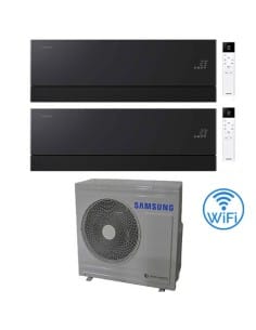 Climatizzatore Condizionatore Samsung WINDFREE PREMIÈRE Soapstone Charcoal Wifi Dual Split R32 Inverter 12000 + 12000 BTU con...
