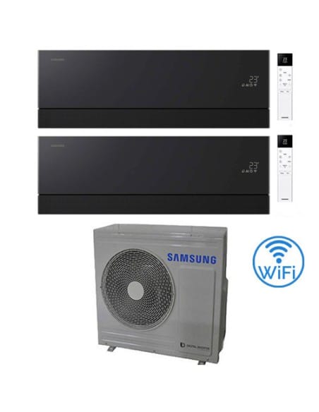 Climatizzatore Condizionatore Samsung WINDFREE PREMIÈRE Soapstone Charcoal Wifi Dual Split R32 Inverter 12000 + 12000 BTU con...