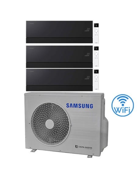 Climatizzatore Condizionatore Samsung WINDFREE PREMIÈRE Soapstone Charcoal Wifi Trial Split R32 Inverter 7000 + 9000 + 9000 B...