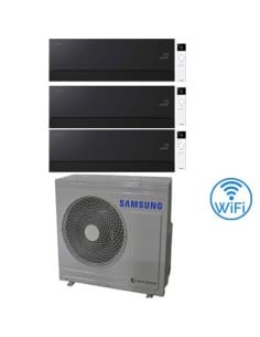Climatizzatore Condizionatore Samsung WINDFREE PREMIÈRE Soapstone Charcoal Wifi Trial Split R32 Inverter 9000 + 9000 + 9000 B...