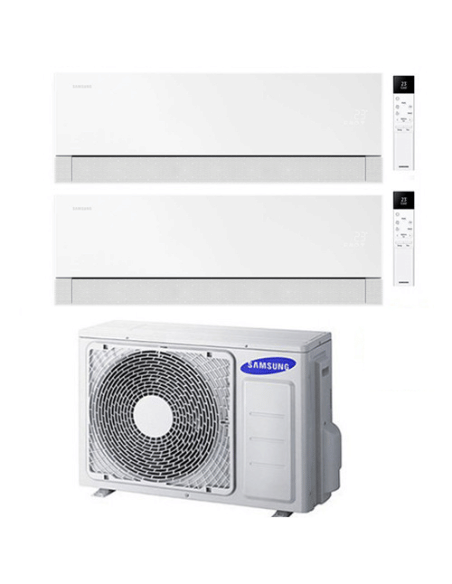 Climatizzatore Condizionatore Samsung WINDFREE PREMIÈRE PLUS Essential White Wifi Dual Split R32 Inverter 7000 + 9000 BTU con...