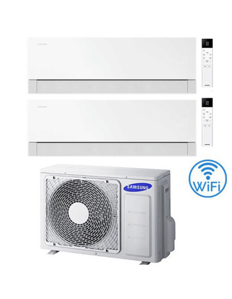 Climatizzatore Condizionatore Samsung WINDFREE PREMIÈRE PLUS Essential White Wifi Dual Split R32 Inverter 9000 + 12000 BTU co...