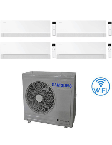 Climatizzatore Condizionatore Samsung WINDFREE PREMIÈRE PLUS Essential White Wifi Quadri Split R32 Inverter 9000 + 9000 + 120...