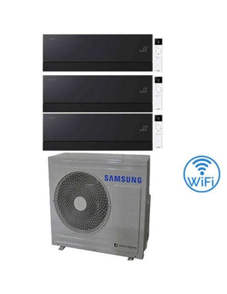 Climatizzatore Condizionatore Samsung WINDFREE PREMIÈRE PLUS Soapstone Charcoal Wifi Trial Split R32 Inverter 7000 + 7000 + 1...