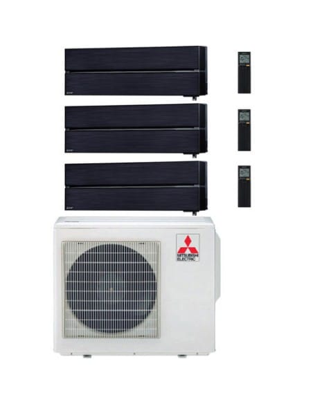 Climatizzatore Condizionatore Mitsubishi Kirigamine Style Wifi R32 Nero Trial Split Inverter 9000 + 12000 + 18000 BTU con U.E...