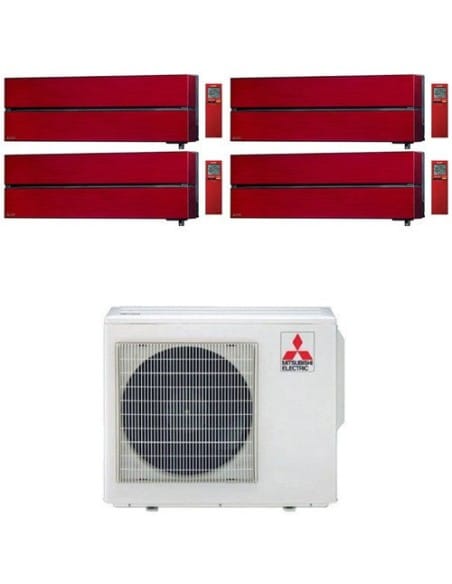 Climatizzatore Condizionatore Mitsubishi Kirigamine Style Wifi R32 Rosso Quadri Split Inverter 9000 + 9000 + 9000 + 9000 BTU ...
