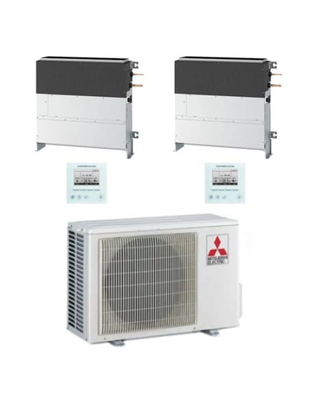 Climatizzatore Condizionatore Mitsubishi a Pavimento ad Incasso SFZ-M Dual split Inverter 9000 + 9000 BTU con U.E. MXZ-2F53VF...