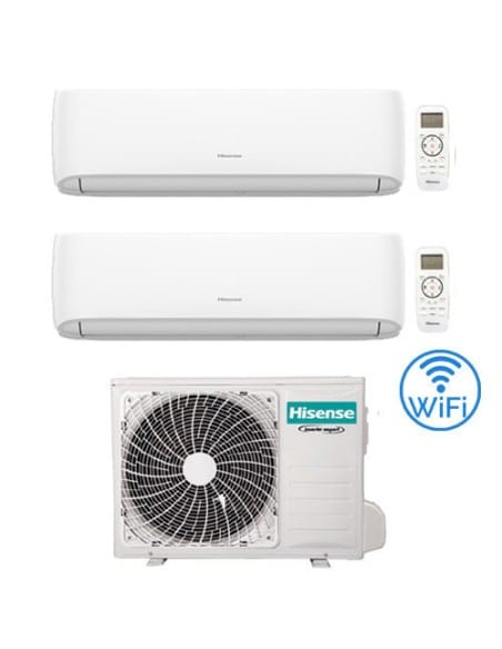 Climatizzatore Condizionatore Hisense New Comfort con Wifi R32 Dual Split Inverter 7000 + 9000 BTU con U.E. 2AMW52U4RXC Class...