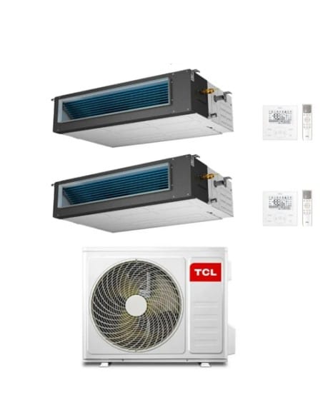 Climatizzatore Condizionatore TCL Canalizzato Wi-Fi R32 Dual Split Inverter 12000 + 12000 BTU con U.E. MT2730 Classe A++/A+ N...