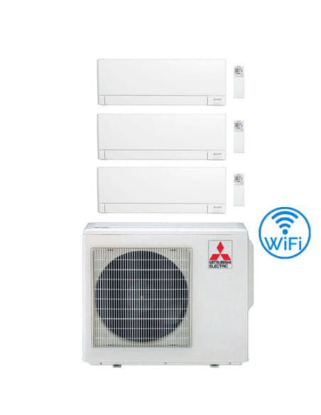 Climatizzatore Condizionatore Mitsubishi MSZ-AY Wifi R32 Trial Split Inverter 9000 + 9000 + 18000 BTU con U.E. MXZ-4F80VF Cla...