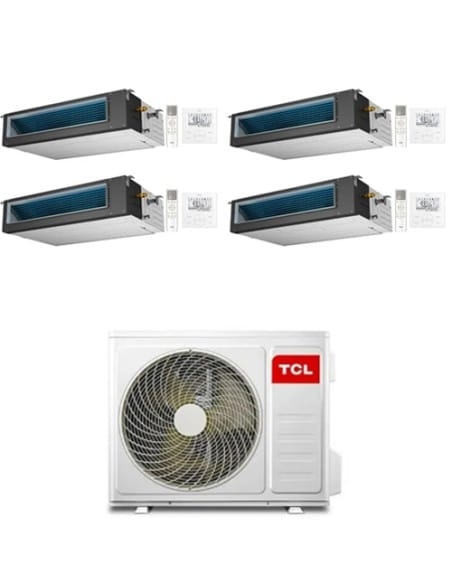 Climatizzatore Condizionatore TCL Canalizzato Wi-Fi R32 Quadri Split Inverter 9000 + 9000 + 9000 + 9000 BTU con U.E. MT3240 C...
