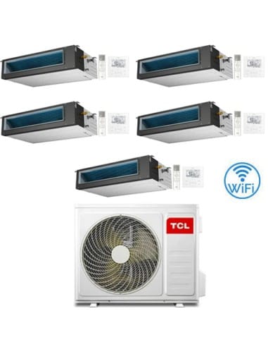 Climatizzatore Condizionatore TCL Canalizzato Wi-Fi R32 Penta Split Inverter 9000 + 9000 + 9000 + 9000 + 12000 BTU con U.E. M...