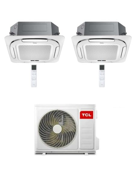 Climatizzatore Condizionatore TCL Cassetta 4 Vie Compact Wi-Fi R32 Dual Split Inverter 9000 + 12000 BTU con U.E. MT1420 Class...