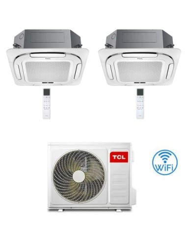 Climatizzatore Condizionatore TCL Cassetta 4 Vie Compact Wi-Fi R32 Dual Split Inverter 12000 + 12000 BTU con U.E. MT1821 Clas...