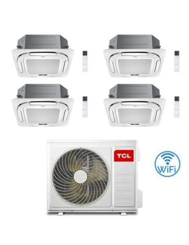 Climatizzatore Condizionatore TCL Cassetta 4 Vie Compact Wi-Fi R32 Quadri Split Inverter 9000 + 9000 + 9000 + 12000 BTU con U...
