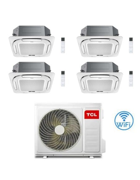 Climatizzatore Condizionatore TCL Cassetta 4 Vie Compact Wi-Fi R32 Quadri Split Inverter 9000 + 9000 + 9000 + 18000 BTU con U...