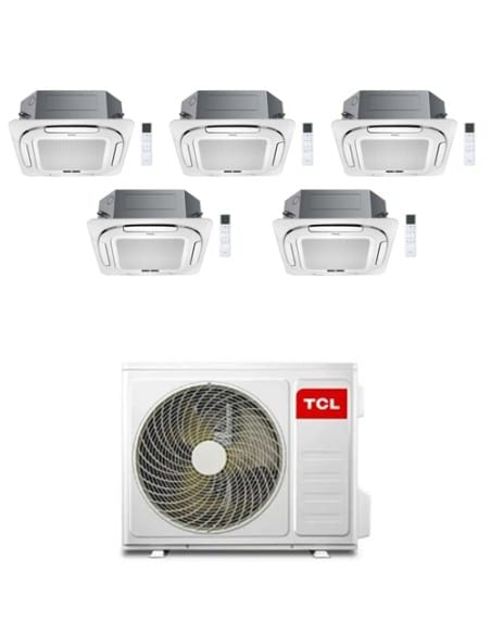 Climatizzatore Condizionatore TCL Cassetta 4 Vie Compact Wi-Fi R32 Penta Split Inverter 9000 + 9000 + 12000 + 12000 + 12000 B...