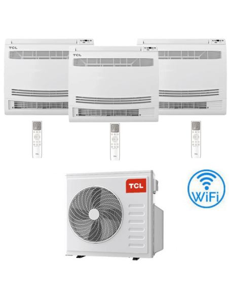 Climatizzatore Condizionatore TCL Console Pavimento Wi-Fi R32 Trial Split Inverter 9000 + 9000 + 18000 BTU con U.E. MT4250 NO...
