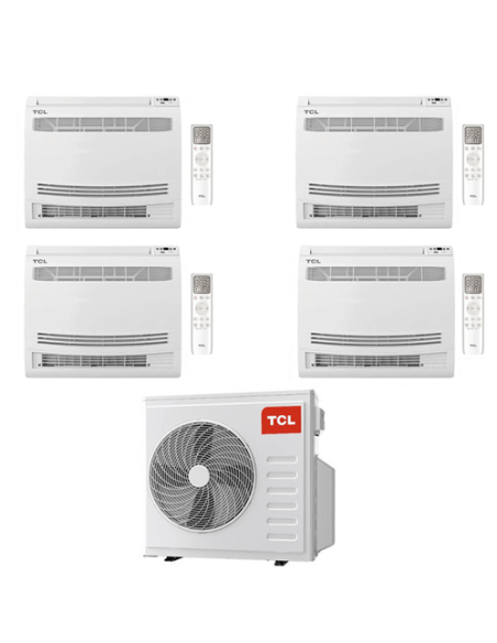 Climatizzatore Condizionatore TCL Console Pavimento Wi-Fi R32 Quadri Split Inverter 9000 + 9000 + 9000 + 9000 BTU con U.E. MT...