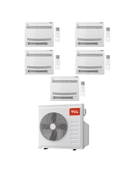 Climatizzatore Condizionatore TCL Console Pavimento Wi-Fi R32 Penta Split Inverter 9000 + 9000 + 9000 + 18000 + 18000 BTU con...