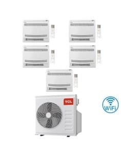 Climatizzatore Condizionatore TCL Console Pavimento Wi-Fi R32 Penta Split Inverter 9000 + 12000 + 12000 + 12000 + 18000 BTU c...