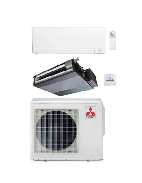 Climatizzatore Condizionatore Mitsubishi MSZ-AY Wi-Fi + Canalizzabile R32 SEZ-M Dual Split Inverter 9000 + 18000 BTU con U.E....