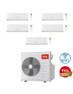 Climatizzatore Condizionatore TCL BreezeIN serie P5 Wifi R32 Penta Split Inverter 9000 + 9000 + 12000 + 12000 + 12000 BTU con...