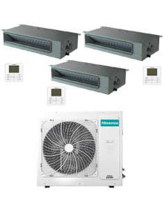 Climatizzatore Condizionatore Hisense Canalizzabile R32 Trial Split Inverter 9000 + 9000 + 18000 BTU con U.E. 5AMW125U4RTA Cl...