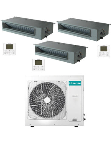 Climatizzatore Condizionatore Hisense Canalizzabile R32 Trial Split Inverter 9000 + 9000 + 18000 BTU con U.E. 5AMW125U4RTA Cl...