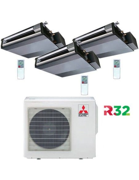 Climatizzatore Condizionatore Mitsubishi Canalizzabile R32 SEZ-M DA Trial Split Inverter 9000 + 9000 + 18000 BTU con U.E. MXZ...