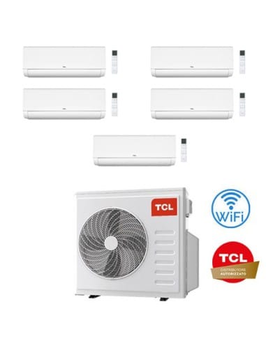 Climatizzatore Condizionatore TCL BreezeIN serie P9 Wifi R32 Penta Split Inverter 9000 + 9000 + 9000 + 9000 + 12000 BTU con U...
