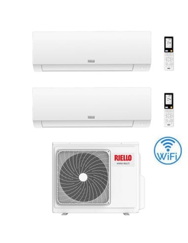 Climatizzatore Condizionatore Riello AARIA PLUS I Wi-Fi Dual Split Inverter R32 12000 + 12000 BTU con U.E AARIA MULTI 250 PI ...