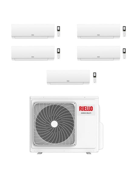 Climatizzatore Condizionatore Riello AARIA PLUS I Wi-Fi Penta Split Inverter R32 9000 + 9000 + 9000 + 9000 + 12000 BTU con U....