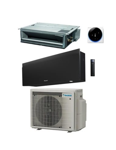 Climatizzatore GARANZIA ITALIA Canalizzabile Serie FDXM-F9 + Daikin Emura Nero Wi-Fi R32 Dual Split Inverter 12000 + 18000 BT...