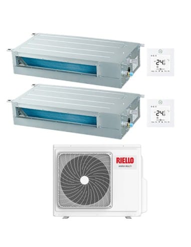 Climatizzatore Condizionatore Riello Canalizzato Dual Split Inverter R32 9000 + 9000 BTU con U.E AARIA MULTI 250 PI Classe A+...