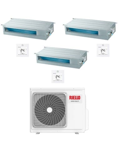Climatizzatore Condizionatore Riello Canalizzato Trial Split Inverter R32 12000 + 12000 + 18000 BTU con U.E AARIA MULTI 485 P...