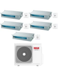 Climatizzatore Condizionatore Riello Canalizzato Penta Split Inverter R32 9000 + 9000 + 9000 + 9000 + 9000 BTU con U.E AARIA ...