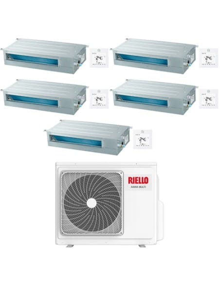 Climatizzatore Condizionatore Riello Canalizzato Penta Split Inverter R32 9000 + 9000 + 9000 + 9000 + 9000 BTU con U.E AARIA ...