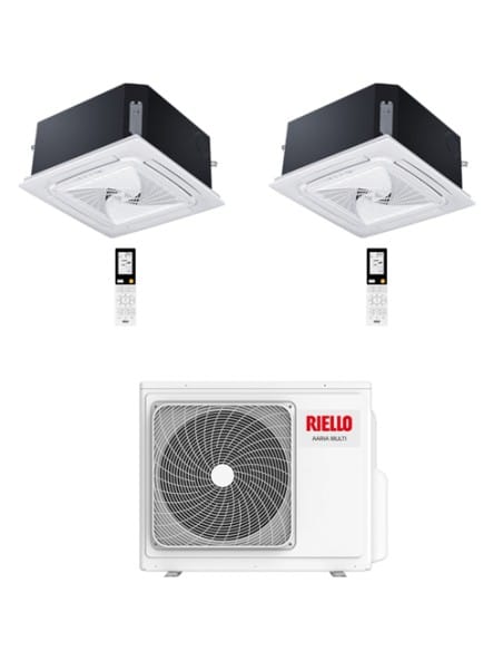 Climatizzatore Condizionatore Riello Cassetta 4 Vie Dual Split Inverter R32 9000 + 9000 BTU con U.E AARIA MULTI 250 PI Classe...