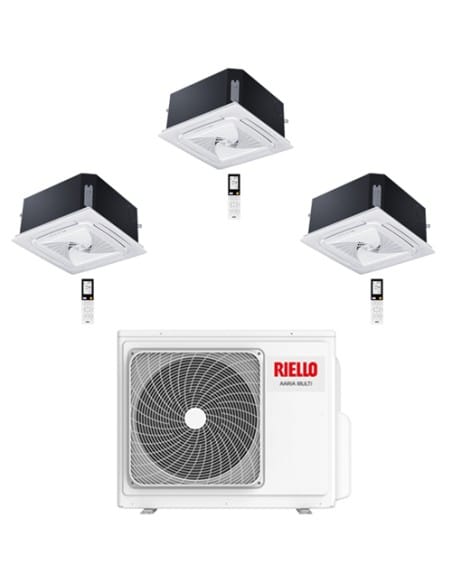Climatizzatore Condizionatore Riello Cassetta 4 Vie Trial Split Inverter R32 12000 + 12000 + 12000 BTU con U.E AARIA MULTI 47...