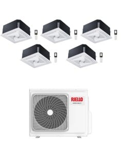 Climatizzatore Condizionatore Riello Cassetta 4 Vie Penta Split Inverter R32 9000 + 9000 + 9000 + 9000 + 12000 BTU con U.E AA...