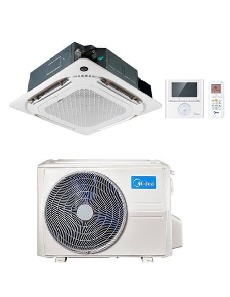Climatizzatore Condizionatore Midea Cassetta 4 vie Slim Breezeless R32 24000 BTU MCD2-24HRFNX(GA) INVERTER Classe A++/A+ Con ...