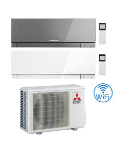 Climatizzatore Condizionatore Mitsubishi Kirigamine Zen Wifi Argento e Bianco Dual Split Inverter 12000 + 12000 BTU con U.E. ...