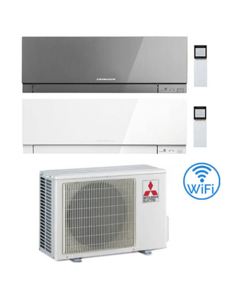 Climatizzatore Condizionatore Mitsubishi Kirigamine Zen Wifi Argento e Bianco Dual Split Inverter 12000 + 12000 BTU con U.E. ...