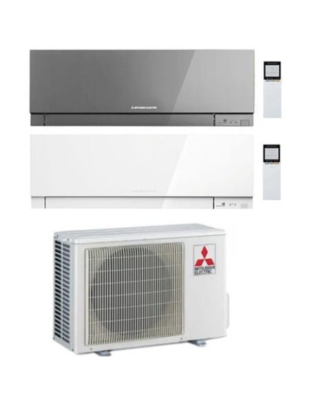 Climatizzatore Condizionatore Mitsubishi Kirigamine Zen Wifi Argento e Bianco Dual Split Inverter 12000 + 12000 BTU con U.E. ...