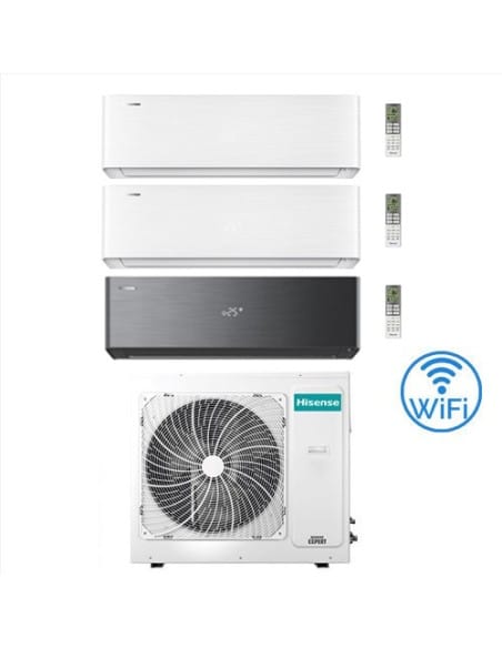 Climatizzatore Condizionatore Hisense Energy Pro X Bianco e Nero Wifi R32 Trial Split Inverter 9000 + 9000 + 12000 BTU con U....
