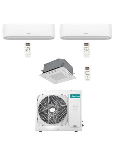 Climatizzatore Condizionatore Hisense Hi Comfort WiFi + Cassetta 4 vie R32 Trial Split Inverter 7000 + 9000 + 18000 BTU con U...