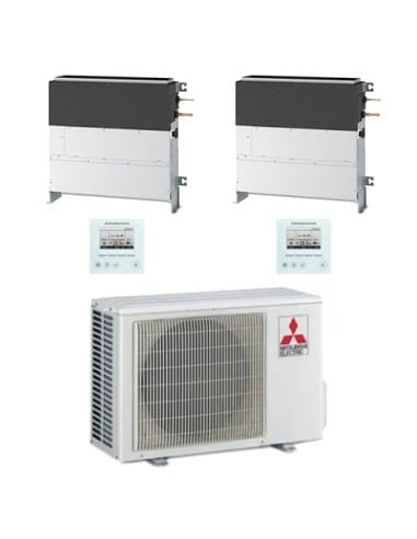 Climatizzatore Condizionatore Mitsubishi a Pavimento ad Incasso SFZ-M Dual split Inverter 12000 + 18000 BTU con U.E. MXZ-3F54...