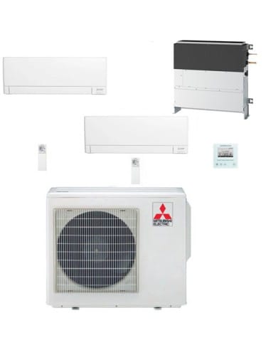 Climatizzatore Condizionatore Mitsubishi MSZ-AY + Pavimento Ad incasso SFZ-M Trial Split Inverter 7000 + 9000 + 12000 BTU con...