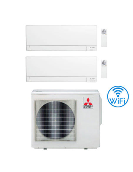 Climatizzatore Condizionatore Mitsubishi MSZ-AY Wifi R32 Dual Split Inverter 12000 + 18000 BTU con U.E. MXZ-4F80VF Classe A++...